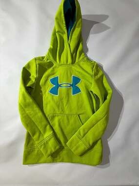 Under Armour Youth Lime Green Teal Big Logo Fleece Hoodie